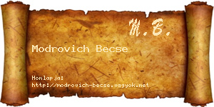Modrovich Becse névjegykártya